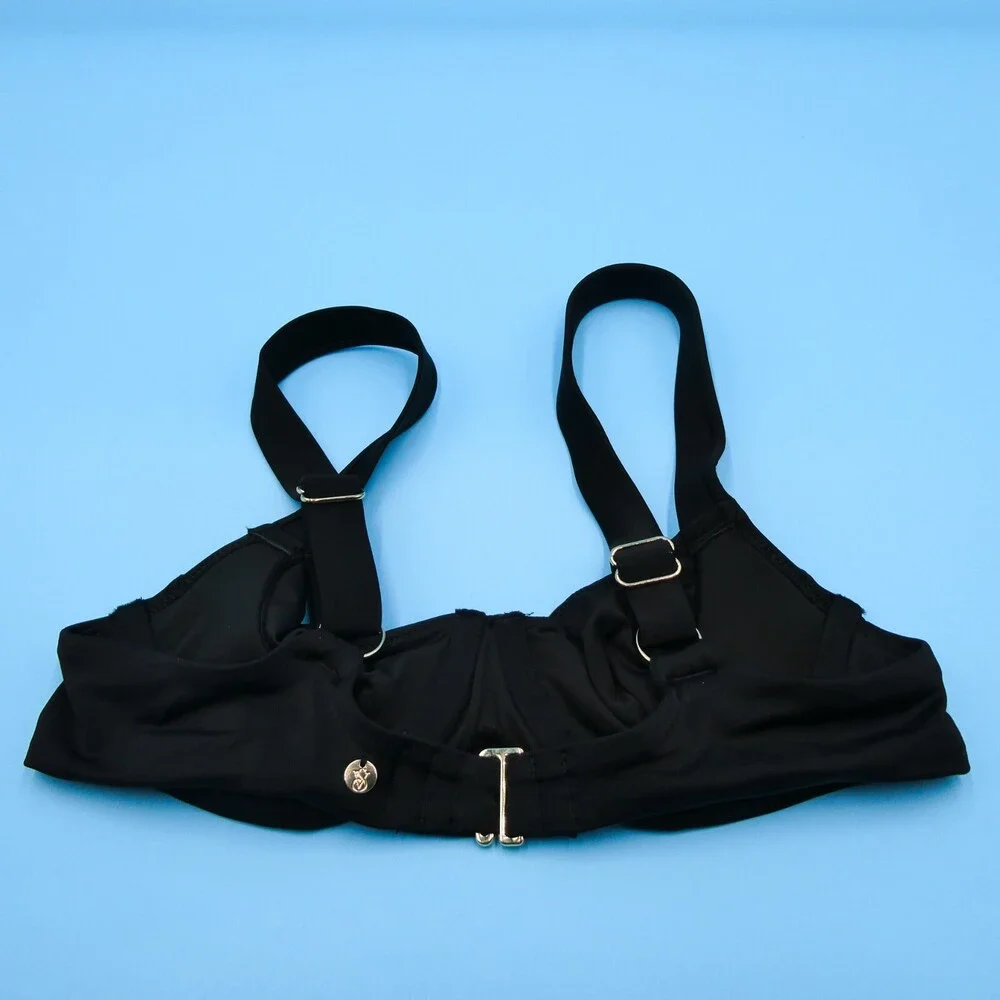 Victorias Secret 34A Black Underwired Push Up Wide Straps Bikini Top Swimwear VS